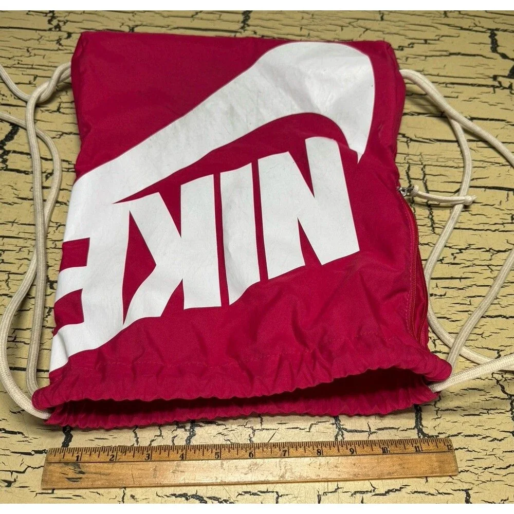 Nike Graphic Drawstring Sports Gym Bag Drawstring Backpack Pink Red